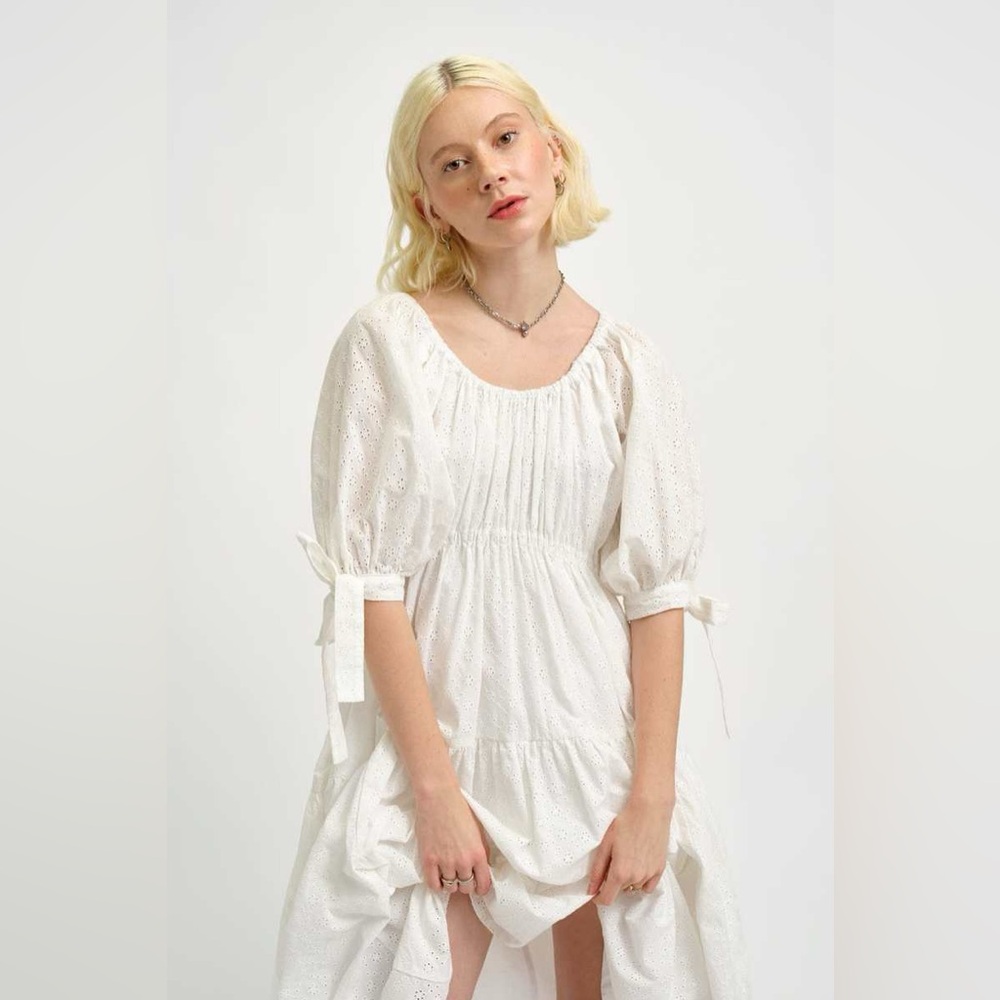 ELIZA FAULKNER JOLEN WHITE EYELET DRESS SIZE S